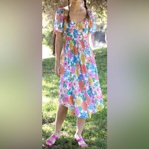 Adelyn Rae Floral Fit & Flare Chiffon Dress, sz S